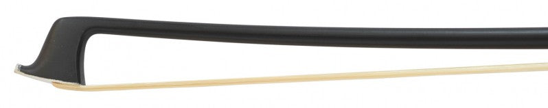 Viola bow with black stick and white hair on a light background