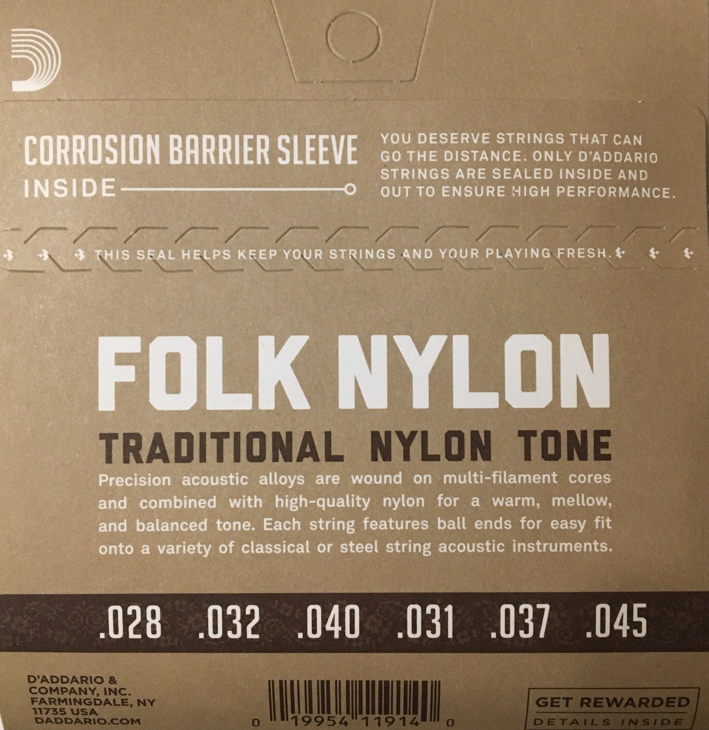 D'Addario EJ32C FOLK Nylon Ball End Guitar Strings, Silver Plated, Clear Nylon Strings, Bows & More