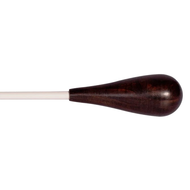 White Lacquer Conductor Baton with Ebony Pear, 14"