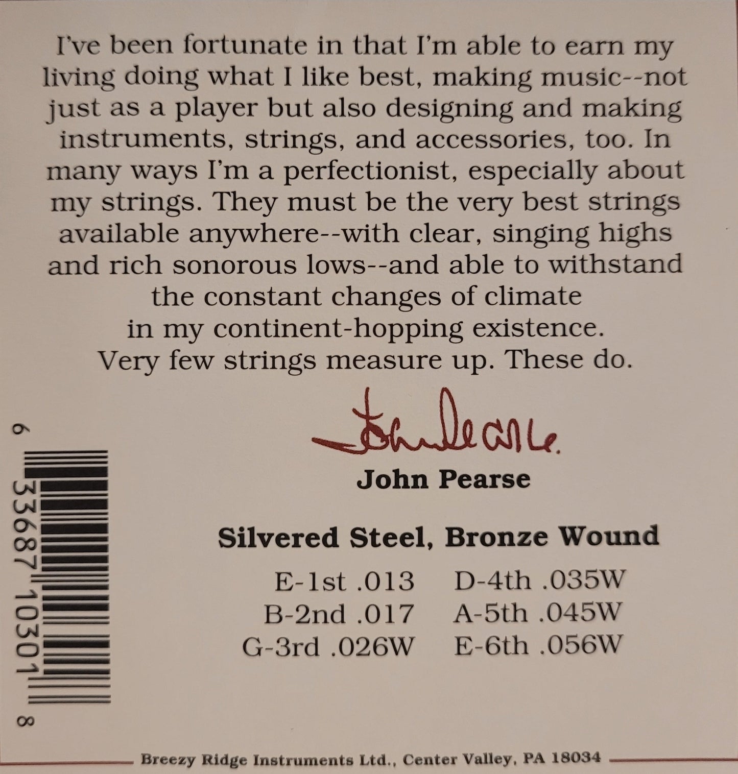 John Pearse 300M 80/20 Bronze Wound Medium Acoustic Guitar String Set Strings, Bows & More