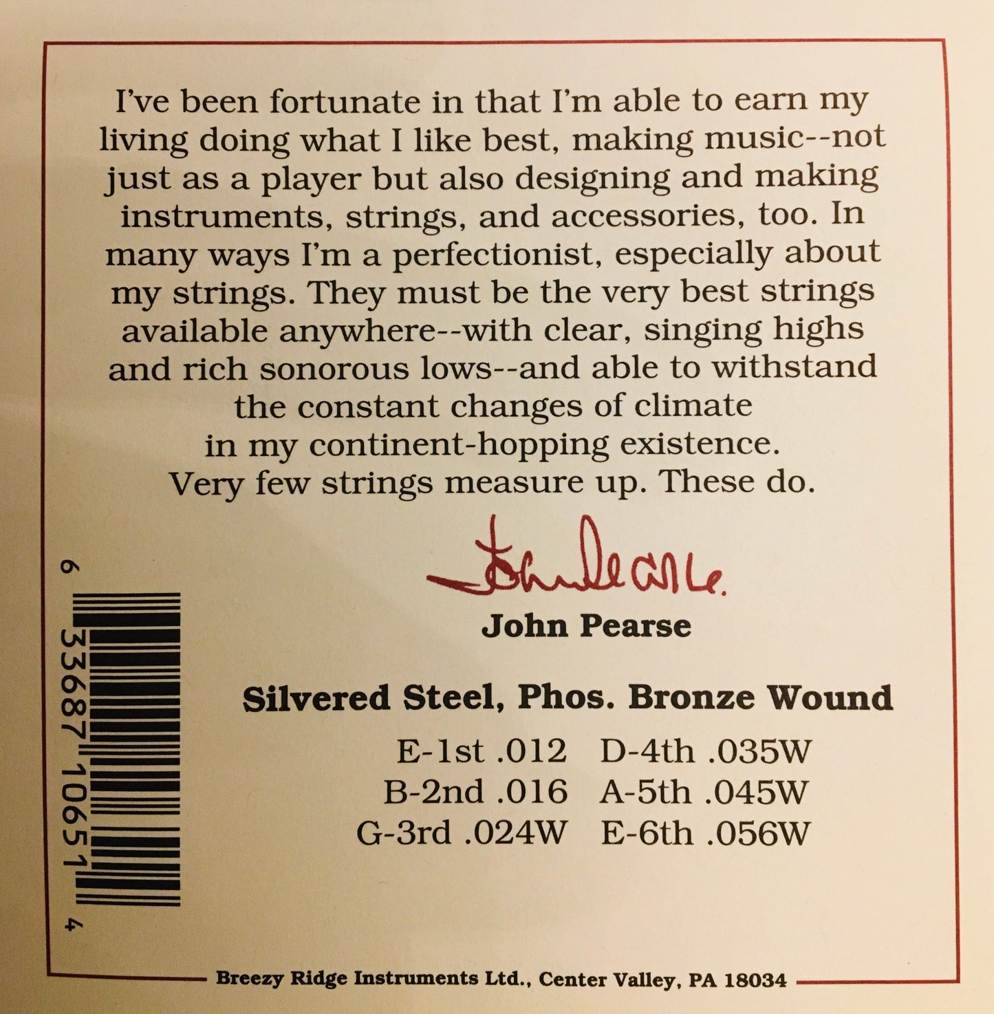 John Pearse 650 Phosphor Bronze Wound Acoustic Guitar String Set, Bluegrass Strings, Bows & More