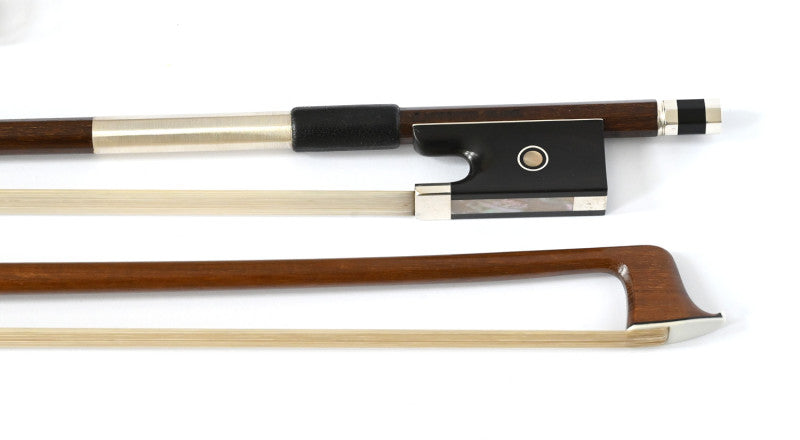 Frog and tip ends of a violin bow