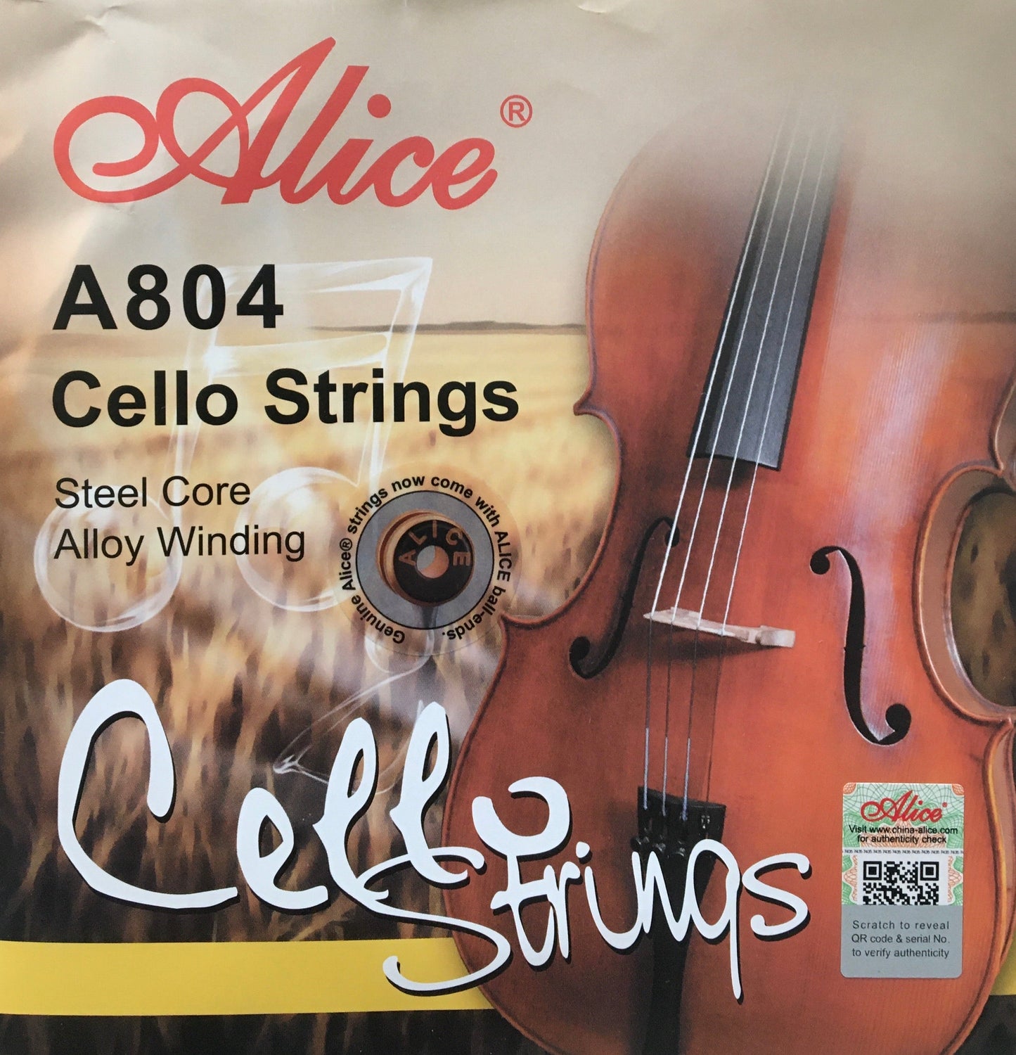 Alice A804 Cello String Set, size 1/4, & 3/4 - CLEARANCE! Strings, Bows & More