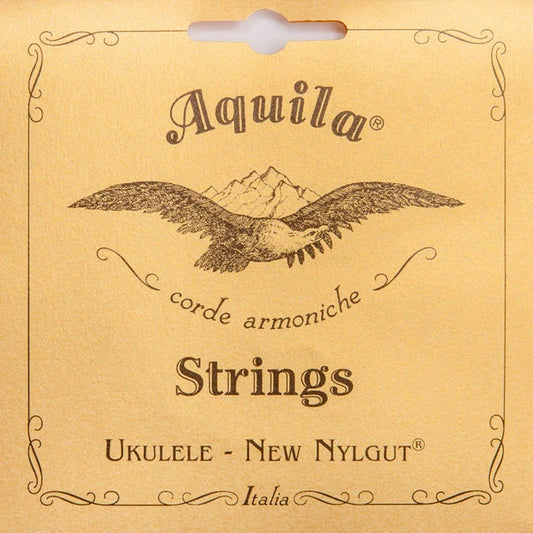 Aquila ukulele string set packaging with an eagle illustration on a beige background