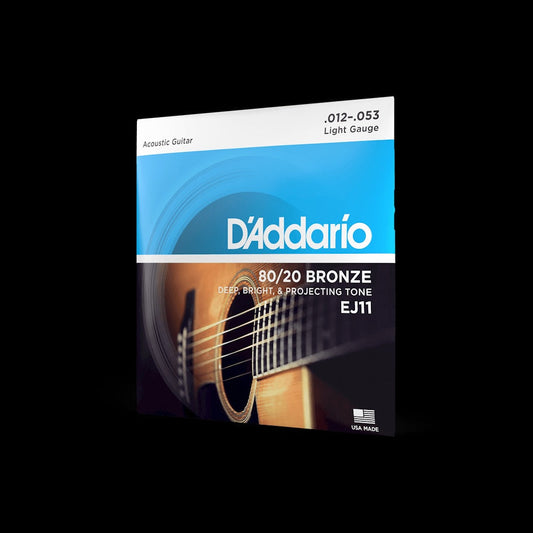 D'Addario EJ11 80/20 Bronze Acoustic guitar Strings, Regular Light Strings, Bows & More