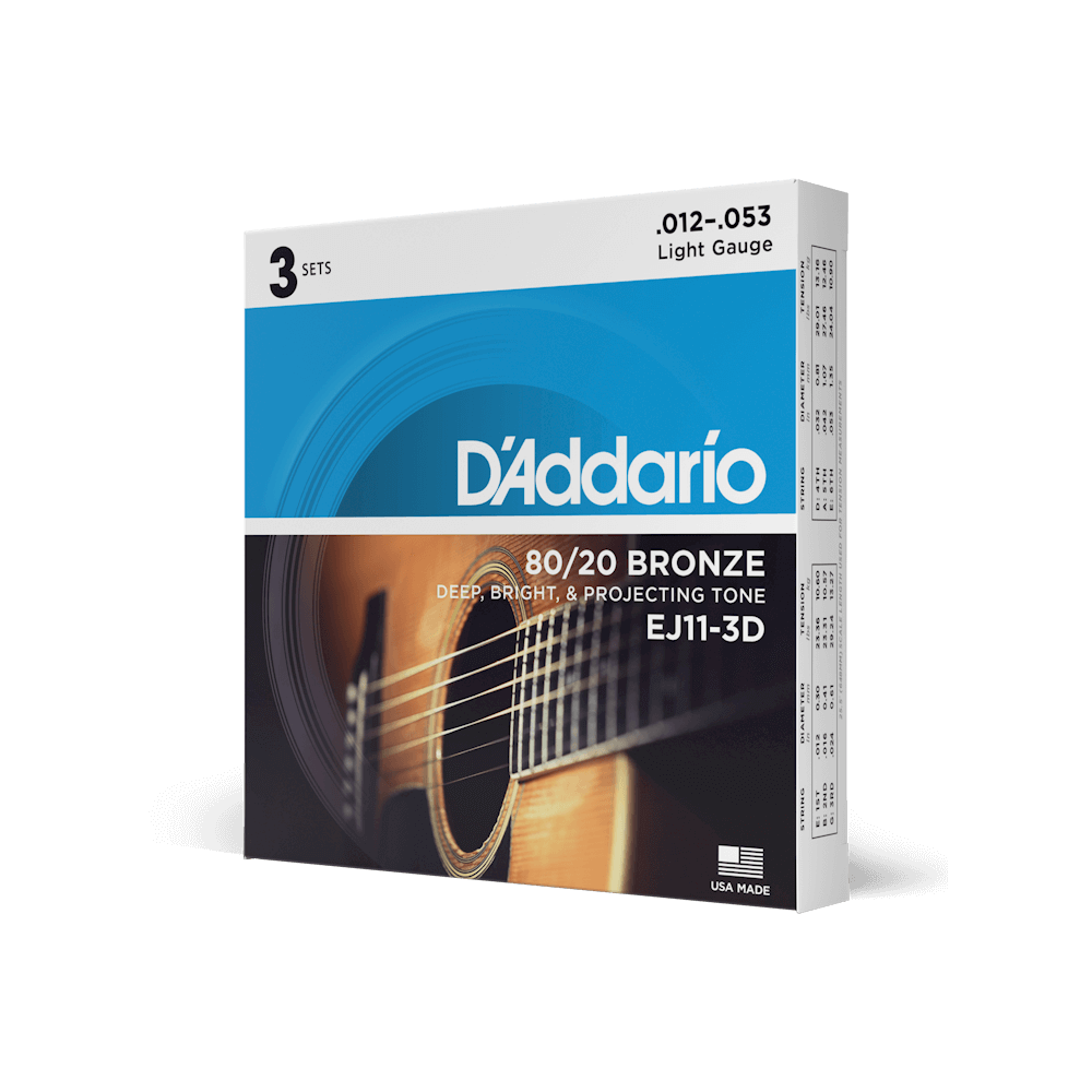 D'Addario EJ11 80/20 Bronze Acoustic guitar Strings, Regular Light Strings, Bows & More