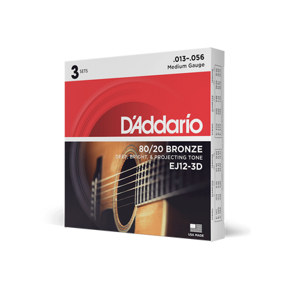 D'Addario EJ12 80/20 Bronze Acoustic guitar Strings, Medium Strings, Bows & More