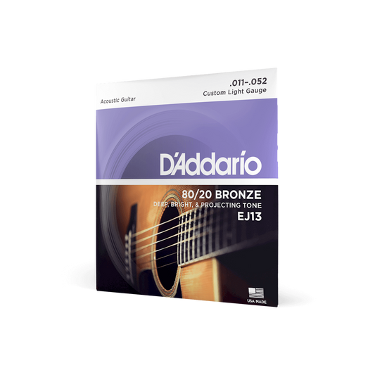 D'Addario EJ13 80/20 Bronze Acoustic guitar Strings, Custom Light Strings, Bows & More