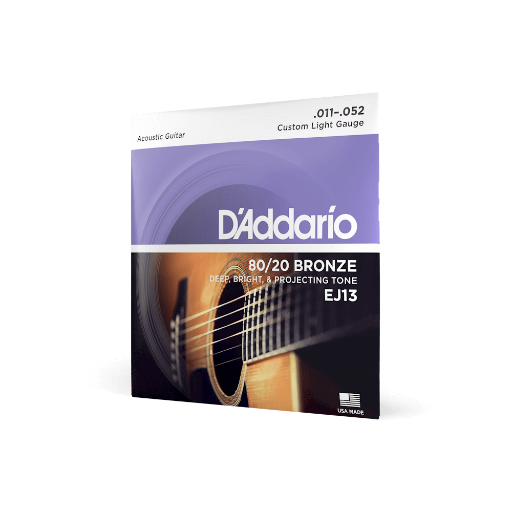 D'Addario EJ13 80/20 Bronze Acoustic guitar Strings, Custom Light Strings, Bows & More