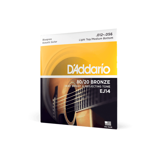 D'Addario EJ14 80/20 Bronze Acoustic Guitar Strings, Light Top / Medium Bottom Strings, Bows & More