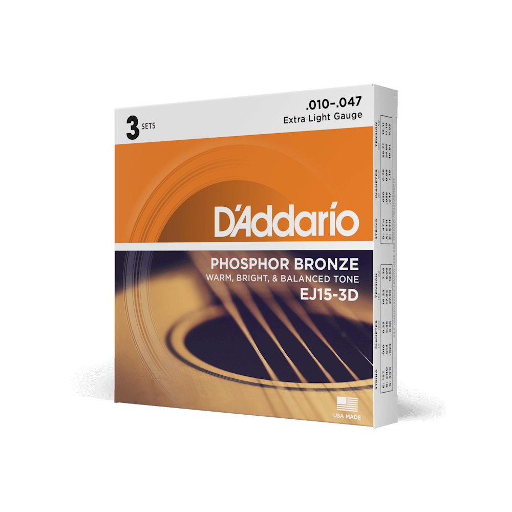 D'Addario EJ15 Phosphor Bronze Acoustic Guitar Strings, Extra Light Strings, Bows & More