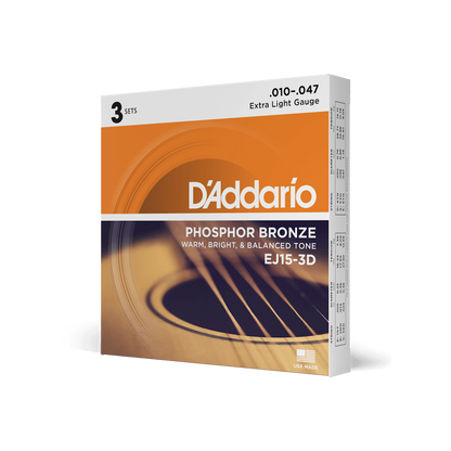 D'Addario EJ15 Phosphor Bronze Acoustic Guitar Strings, Extra Light Strings, Bows & More