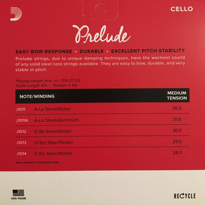 D'Addario Prelude Cello Strings, Medium Strings, Bows & More