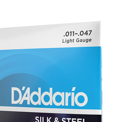 D'Addario guitar string packaging with blue and white design