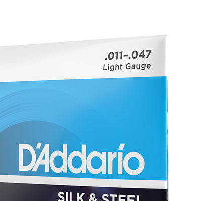 D'Addario guitar string packaging with blue and white design