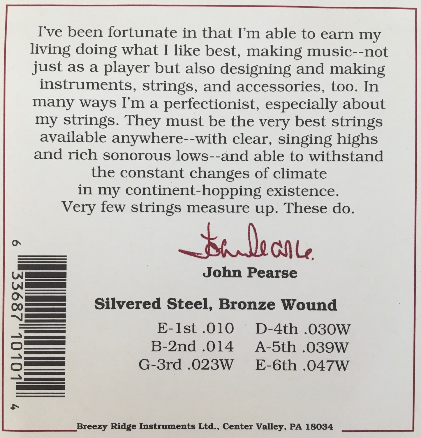 John Pearse 100XL 80/20 Bronze Wound X-Light Acoustic Guitar String Set Strings, Bows & More