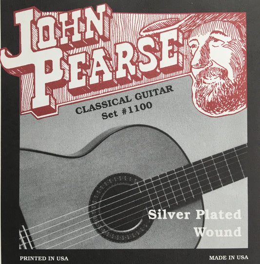 John Pearse 1100 Silver Plated Wound Classical Guitar String Set, 28-43 Strings, Bows & More