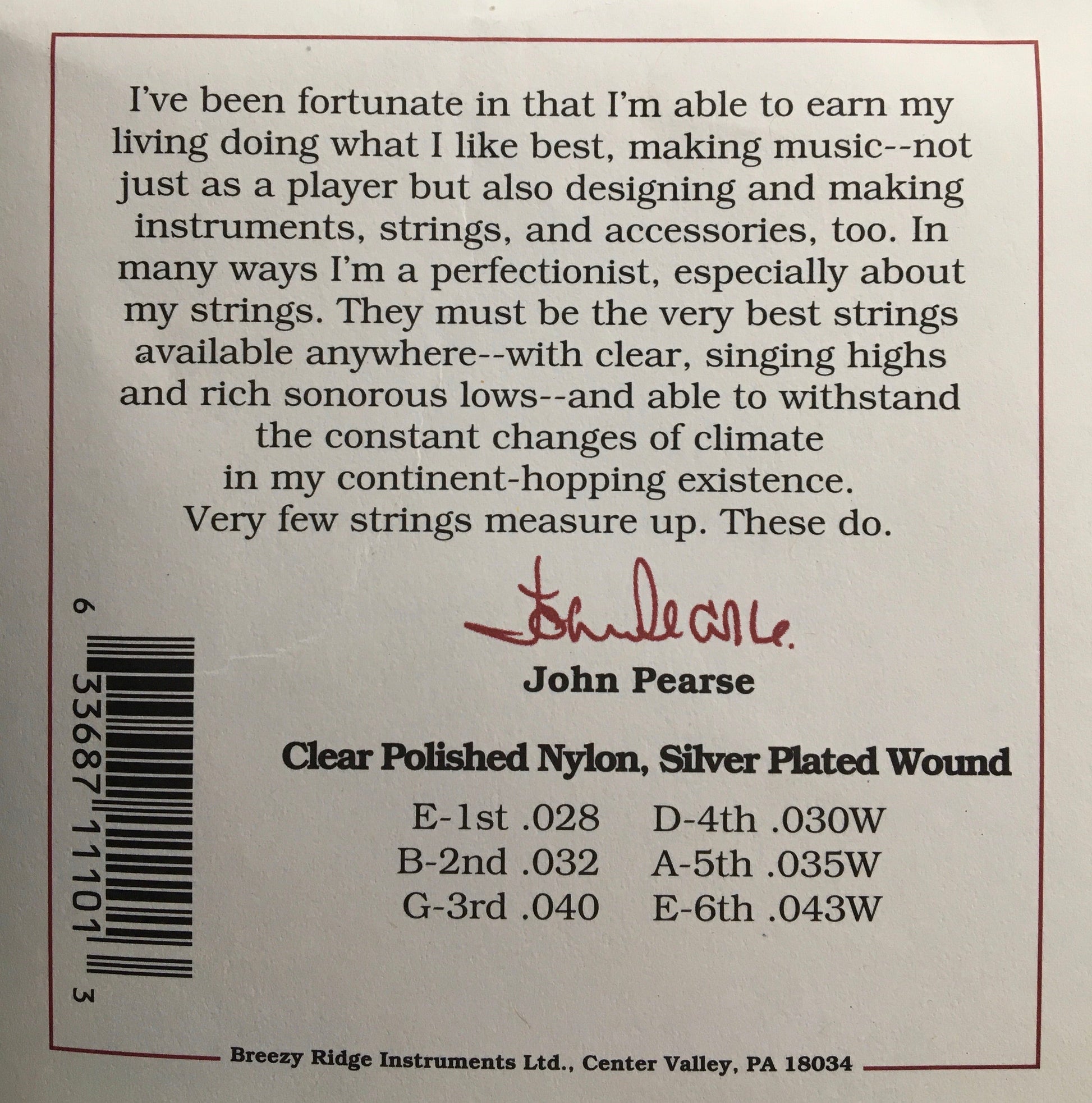 John Pearse 1100 Silver Plated Wound Classical Guitar String Set, 28-43 Strings, Bows & More