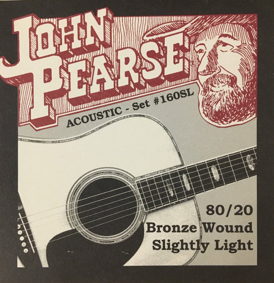 John Pearse 160SL 80/20 Bronze Wound Slightly Light Acoustic Guitar String Set Strings, Bows & More