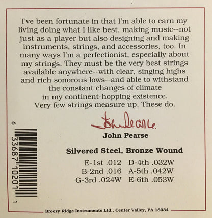 John Pearse 200L 80/20 Bronze Wound Light Gauge Acoustic Guitar String Set Strings, Bows & More