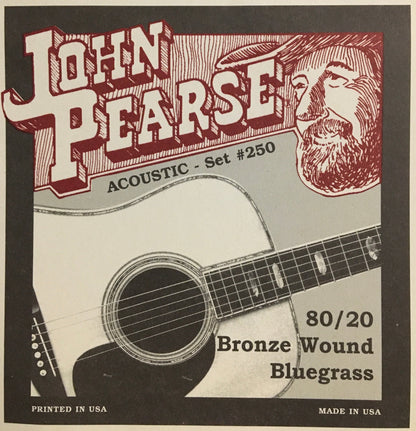 John Pearse 250 80/20 Bronze Wound Bluegrass Acoustic Guitar String Set Strings, Bows & More