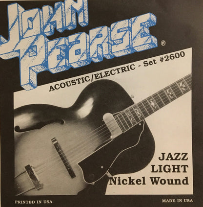 John Pearse 2600 Jazz Light Nickel Wound Acoustic/Electric Guitar 6 String Set Strings, Bows & More