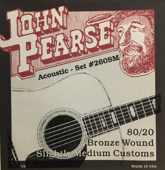 John Pearse 260SM 80/20 Bronze Wound Slightly Medium Acoustic Guitar String Set Strings, Bows & More