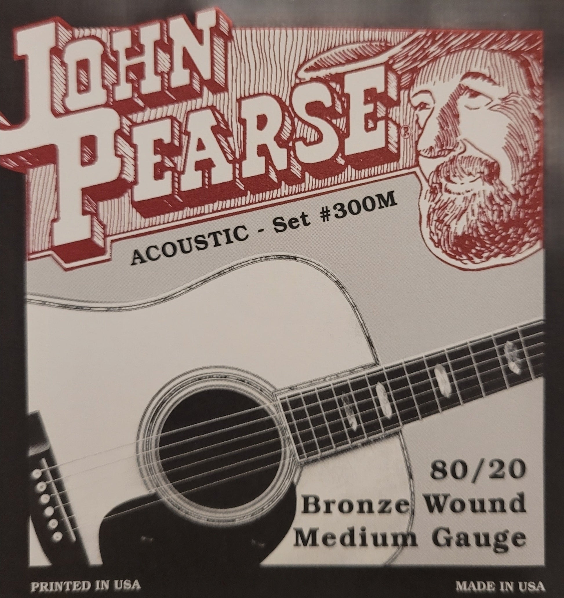 John Pearse 300M 80/20 Bronze Wound Medium Acoustic Guitar String Set Strings, Bows & More