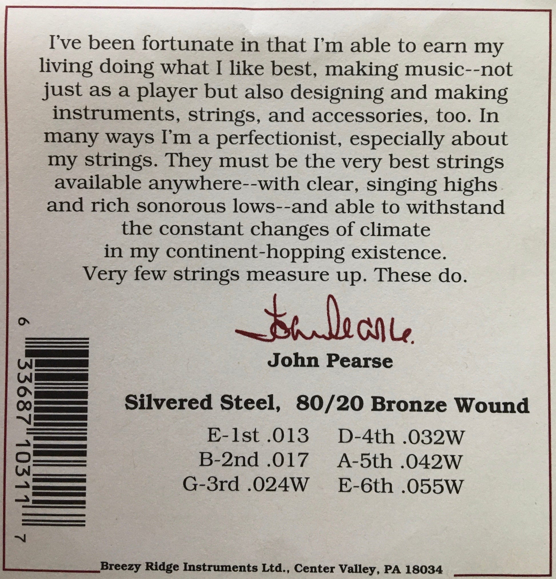 John Pearse 310NM 80/20 Bronze Wound Acoustic Guitar String Set, New Medium Strings, Bows & More