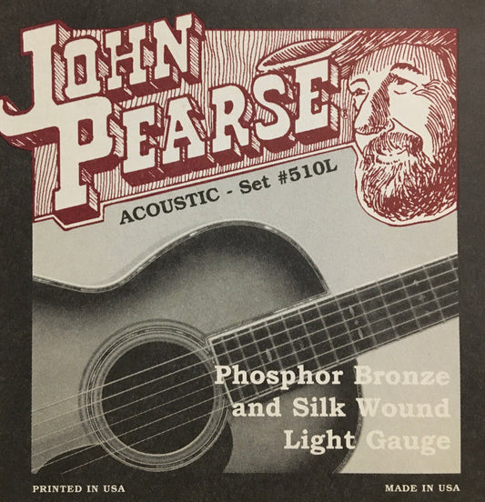 John Pearse 510L Phosphor Bronze & Silk Wound Acoustic Guitar String Set, Light Strings, Bows & More
