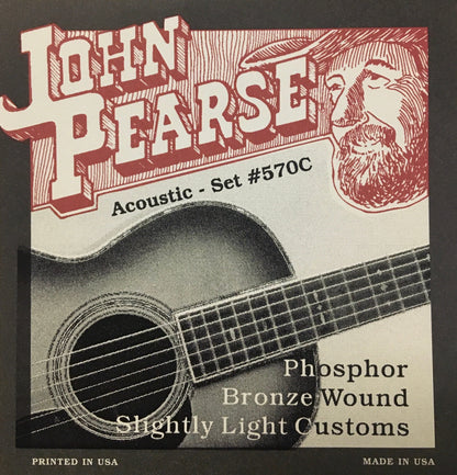 John Pearse 570C Phosphor Bronze Wound Acoustic Guitar String Set Strings, Bows & More