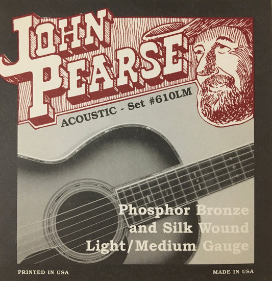 John Pearse 610LM Phosphor Bronze & Silk Wound Acoustic Guitar String Set, Light/Medium Strings, Bows & More