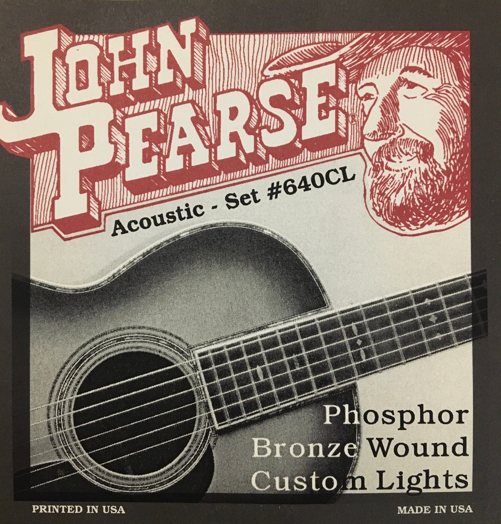 John Pearse 640CL Phosphor Bronze Wound Acoustic Guitar String Set, Custom Light Strings, Bows & More