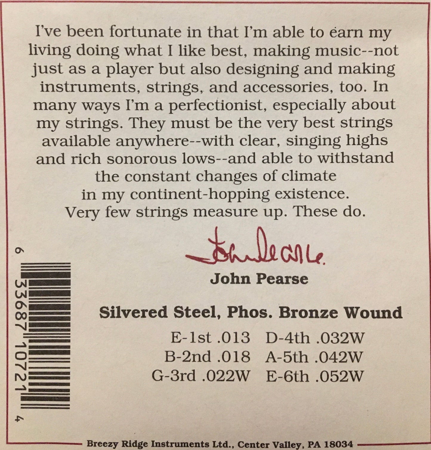 John Pearse 720ML Phosphor Bronze Wound Acoustic Guitar String Set, Medium Light Strings, Bows & More