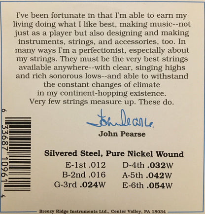 John Pearse 960L Pure Nickel Wound Acoustic Guitar String Set Strings, Bows & More