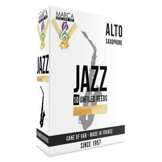 Marca JAZZ Unfiled Alto Saxophone Reeds - Box of 10 Strings, Bows & More