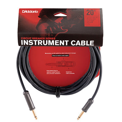 D'Addario instrument cable packaging with black cable and red label on a white background