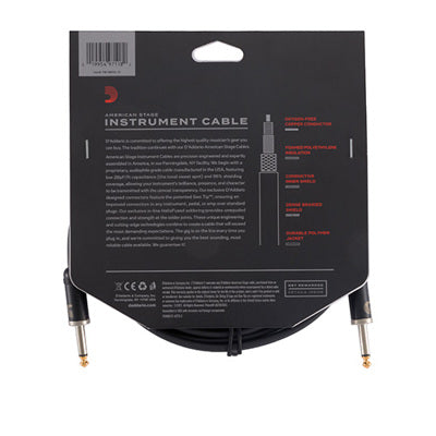Instrument cable packaging with black background and text