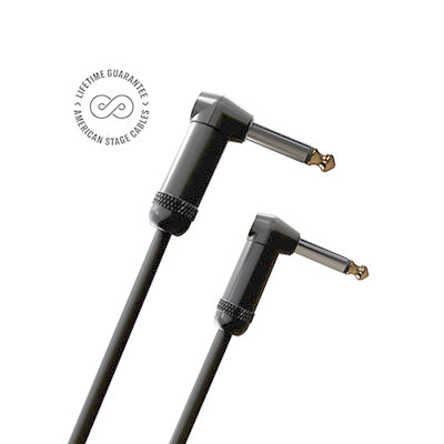 Two Instrument Cable Angled Ends on White Background