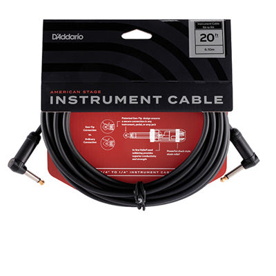 D'Addario PW-AMSGRR American Stage Instrument Cable, Dual Right Angle