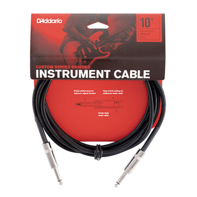 D'Addario instrument 10' cable packaging with red and black design