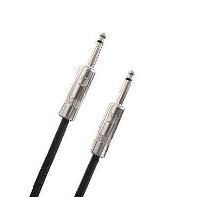Two audio cables with plug connectors on a white background