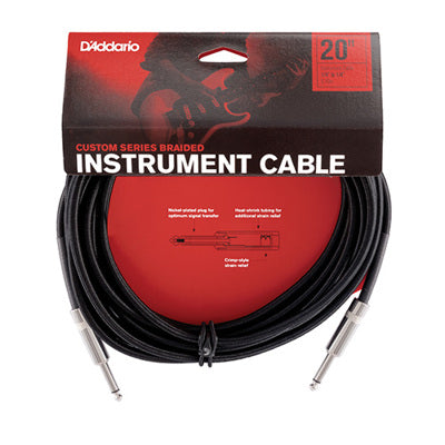 D'Addario instrument 20' cable packaging with black cable inside