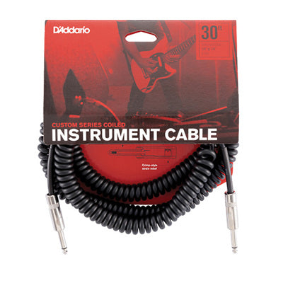 D'Addario instrument cable packaging with coiled cable on a white background