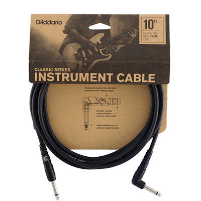 D'Addario instrument 10' cable with packaging on a white background