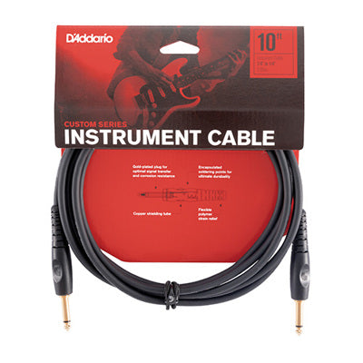 D'Addario instrument 10' cable packaging with red and black design