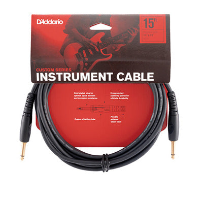 D'Addario instrument 15' cable packaging with cable on a white background
