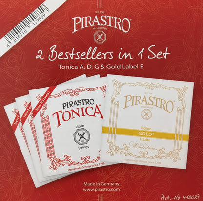 Pirastro Tonica Gold-E Violin String Set - 4/4 Strings, Bows & More