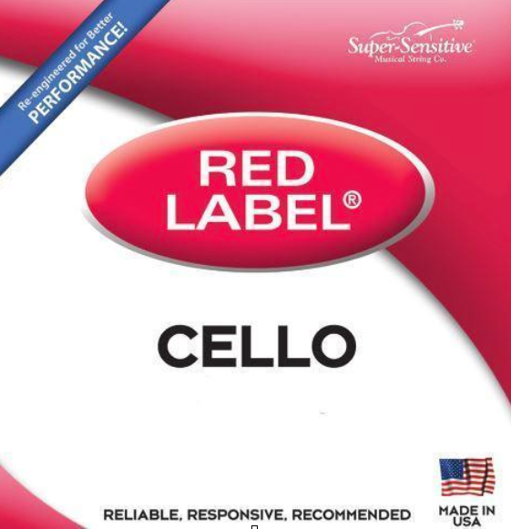 Super-Sensitive Red Label Cello String Set - Medium Strings, Bows & More