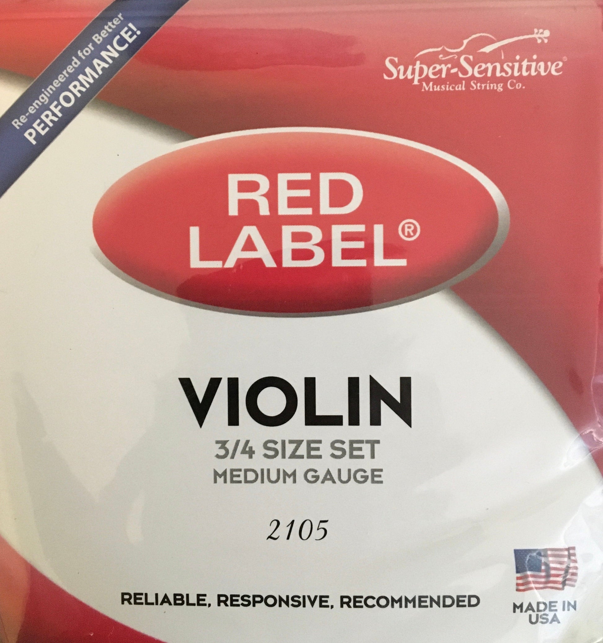 Super-Sensitive Red Label Violin Strings - 3/4 Strings, Bows & More
